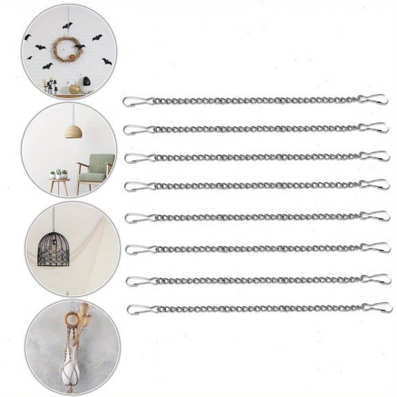 Stainless Steel Hanging Chains 8PCS 20 Inch, 304 Silver Decorative Chains for Stained Glass Panels, Suncatcher Crystals & Hanging Baskets