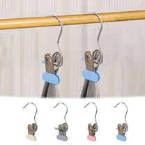 Stainless Steel Hanging Clips with Hooks, 12-pack Space Saving Rotating Clips for Pants, Hats & Towels, Non-slip Grip & 360° Swivel for Organized Closets, Dorms, Laundry Rooms & Travel Use