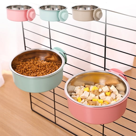 Stainless Steel Hanging Dog Bowl for Crates with Adjustable Clip 2-in-1 Food and Water Dish for Small to Large Dogs and Cats Spill-Resistant, Easy-Clean Design