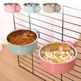 thumbnail image 1 of Stainless Steel Hanging Dog Bowl for Crates 2 in 1 Food Water Dish, Clip On Cage Bowl, Spill Resistant, , Pink/Green/Gray, Small to Large Pets, 1 of 6