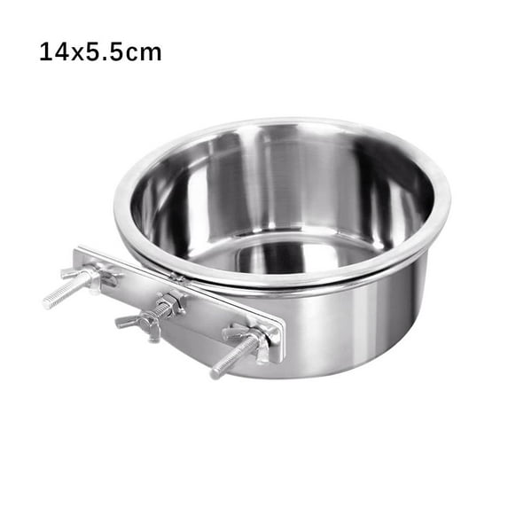 Stainless Steel Hanging Dog Crate Bowl No-Spill Water/Food Bowl for Large/Medium Dogs, 3 Sizes, Kennel/Cage Accessories, Silvery