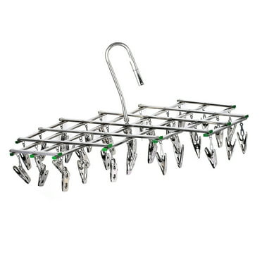 Stainless Steel Hanging Drying Rack-with 35 Clips Space Saer Drying Pegs Hook Drip Sock Dryer Hanger for Laundry Clothes Underwear Socks Gloes