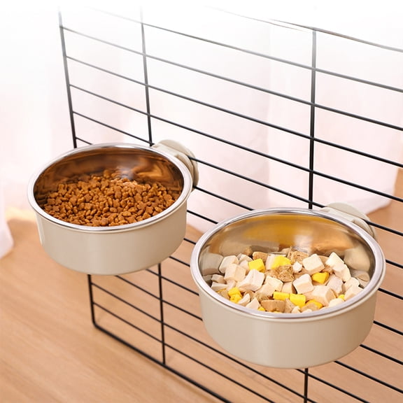 Stainless Steel Hanging Pet Bowl, 2 In 1 Water And Food Feeder, Cage Mounted Design For Cats, Dogs And Multi Size Pet Daily Feeding