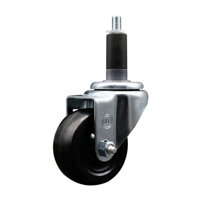 Stainless Steel Hard Rubber Swivel Expanding Stem Caster w/3" x 1.25" Black Wheel and 1-1/8" Stem - 275 lbs Capacity/Caster - Service Caster Brand
