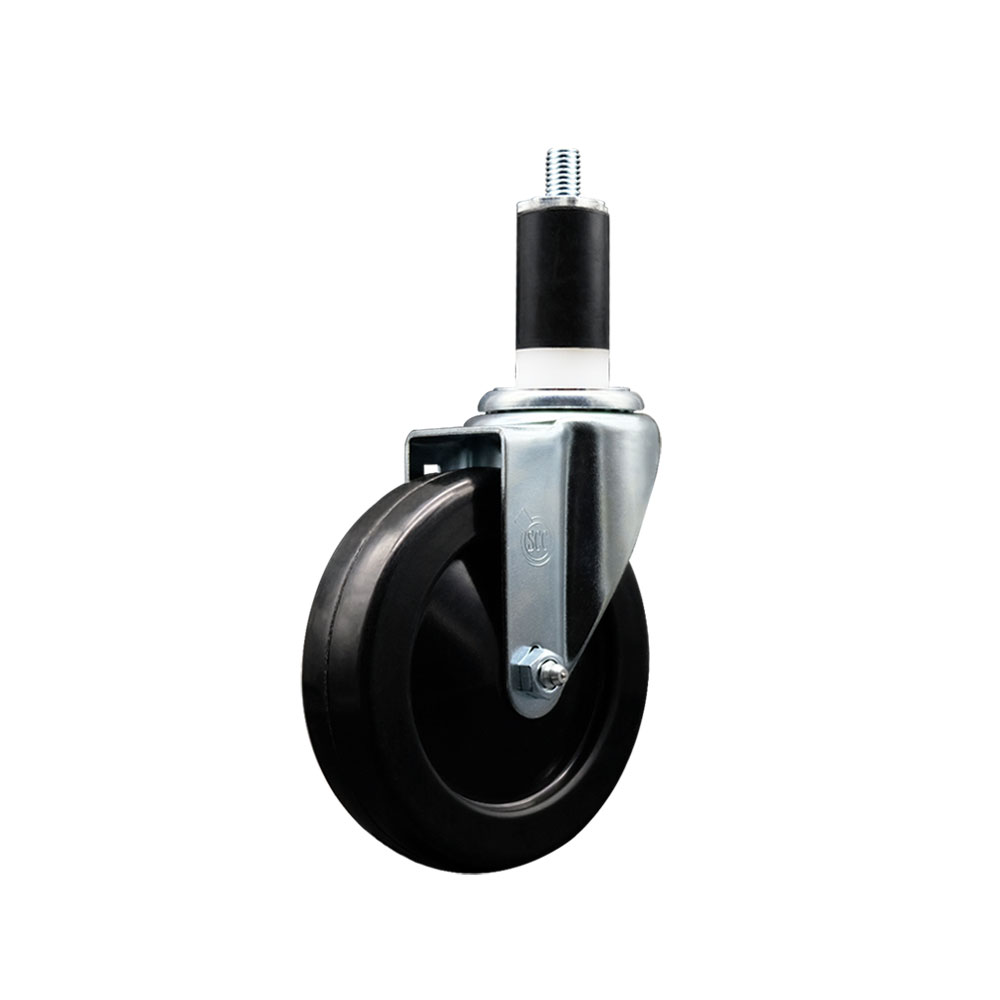 Stainless Steel Hard Rubber Swivel Expanding Stem Caster w/5" x 1.25" Black Wheel and 1-3/8" Stem - 300 lbs Capacity/Caster - Service Caster Brand - image 1 of 4