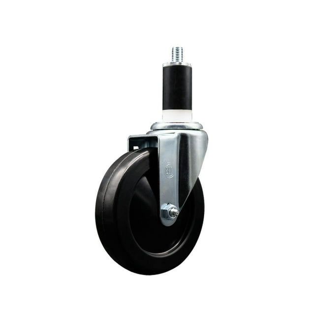 Stainless Steel Hard Rubber Swivel Expanding Stem Caster w/5" x 1.25" Black Wheel and 1-3/8" Stem - 300 lbs Capacity/Caster - Service Caster Brand