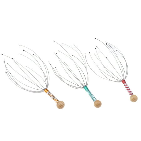 Stainless Steel Head Scalp Massager Massage Tingler, Scratcher for Hair Stimulation and Relaxation w/Gentle Rubber Beads