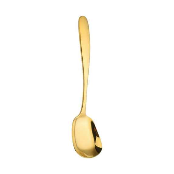 Stainless Steel Headed Flat Bottomed Spoon Durable And Graceful Mirror Polished Dining Spoons Gold Serving Utensils For Party, Banquet, Dishwasher Safe