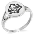 thumbnail image 1 of Stainless Steel Healing Lotus Om Minimalist Oval Top Polished Statement Signet Ring, 1 of 1