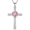 thumbnail image 1 of Stainless Steel Heart Birthstone Cross Statement Wedding Cocktail Party Pendant Necklace, 1 of 2