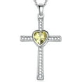 thumbnail image 1 of Stainless Steel Heart Birthstone Cross Statement Wedding Cocktail Party Pendant Necklace, 1 of 2