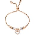 thumbnail image 1 of Stainless Steel Heart Charm Adjustable Size Beaded Strand Style Wedding Statement Holiday Bracelet, 1 of 2