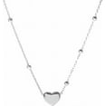thumbnail image 1 of Stainless Steel Heart Charm Beaded Chain Classic Plain Wedding Statement Collar Necklace, 1 of 4