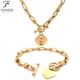 thumbnail image 1 of Stainless Steel Heart Charm Bracelet / Necklace Oval Links or Hardware Link, 1 of 2