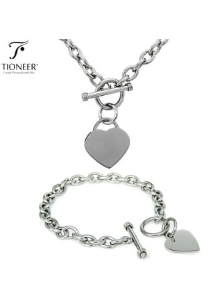 Connections from Hallmark Stainless Steel I Love You More Lariat Bracelet  with Rose Gold Heart Charm 