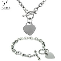 Stainless Steel Heart Charm Bracelet / Necklace Oval Links or Hardware Link