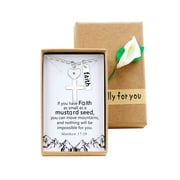 Stainless Steel Heart Cross Necklace Faith Mustard Seed Pendant Christian Graduation Gifts with Box Y1030 Heart Cross