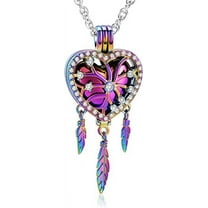 Stainless Steel Heart Dreamcather Cremation Urn Pendent for Ashes and Chain Ash Holder Necklace for Cremation Ashes Keepsake Memorial Jewelry