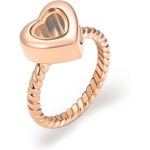 Stainless Steel Heart Glass Cremation Urn Ring for Ashes for Women Waterproof Locket Rings Memorial Jewelry Memorial Finger Ring NO6-NO.10