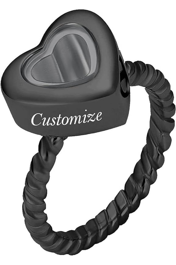 Stainless Steel Heart Glass Cremation Urn Ring for Ashes for Women Waterproof Locket Rings Memorial Jewelry Memorial Finger Ring NO6-NO.10