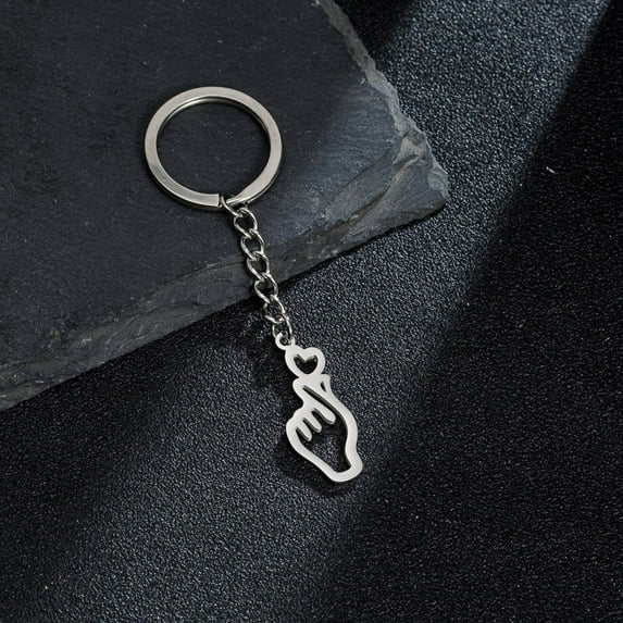 Stainless Steel Heart Keychain Jewelry Pendant for Korean School Bag Fashion Accessory