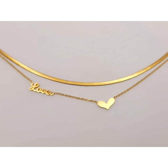 Stainless Steel Heart Love Double Necklace ( Self Love Necklace )
