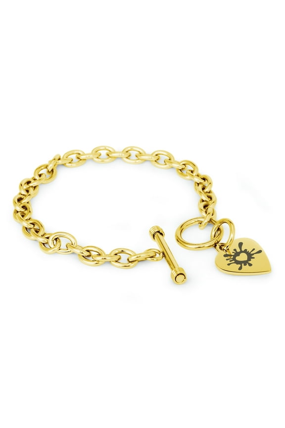 Stainless Steel Heart Love Splatter Heart Charm Bracelet, Necklace, or Set