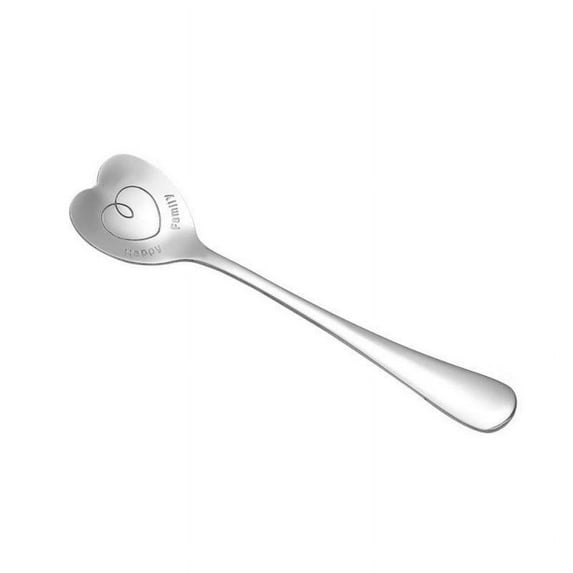Stainless Steel Heart Shaped Fork with Long Handle - Sugar Spoon Tea Coffee Dessert Cutlery Teaspoon Valentine's Day Gift
