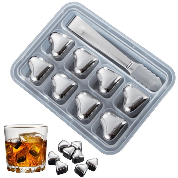 Stainless Steel Heart-Shaped Ice Cubes | Reusable Metal Ice Stones | Rapid Cooling Non-Diluting Drink Chiller for Cocktails Whiskey Wine | Includes 1 Piece