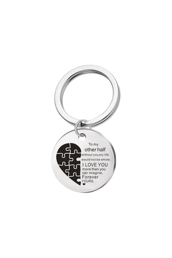 Stainless Steel Heart Shaped Key Chain You Are My Other Half Love You More Than Love Yourself Couple Key Chain