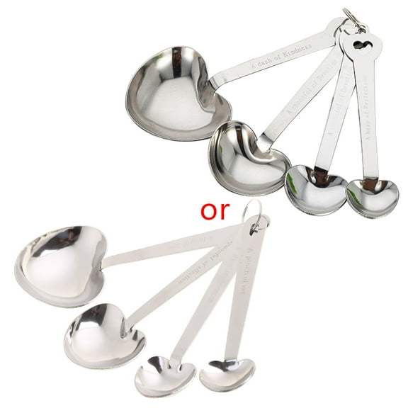 Stainless Steel Heart Shaped Measuring Spoon Milk Powder Baking Spoons Tool for Home Kitchen Bakery Bread Cake