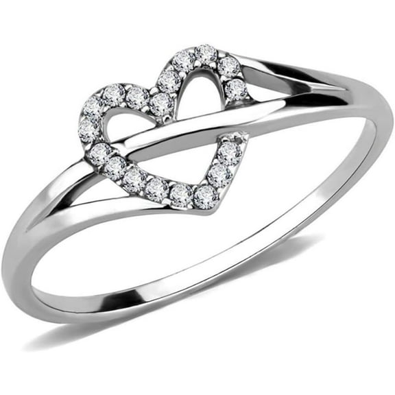 Stainless Steel Heart Shaped Wedding Engagement Anniversary Propose Ring