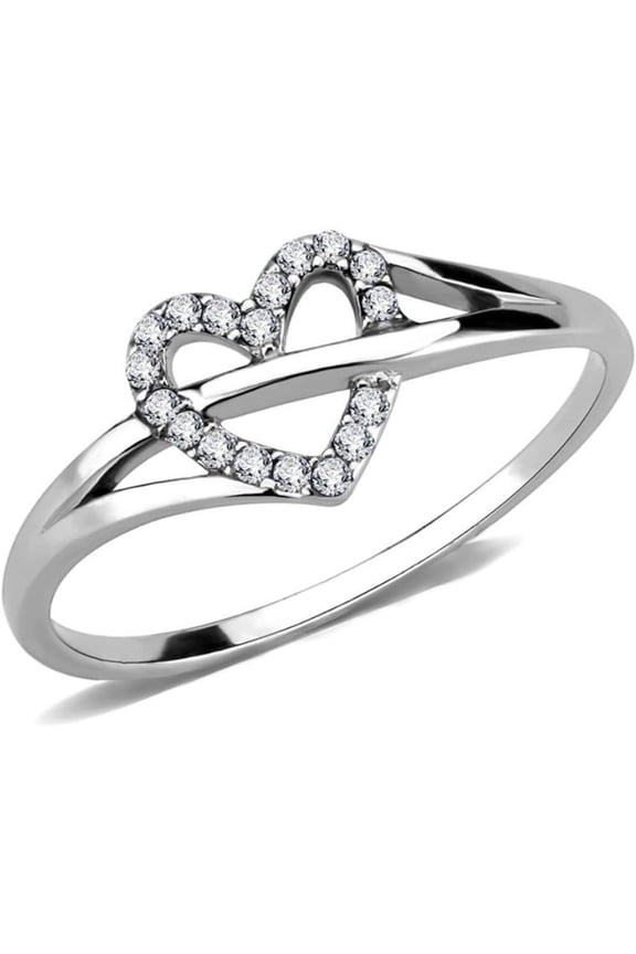 Stainless Steel Heart Shaped Wedding Engagement Anniversary Propose Ring