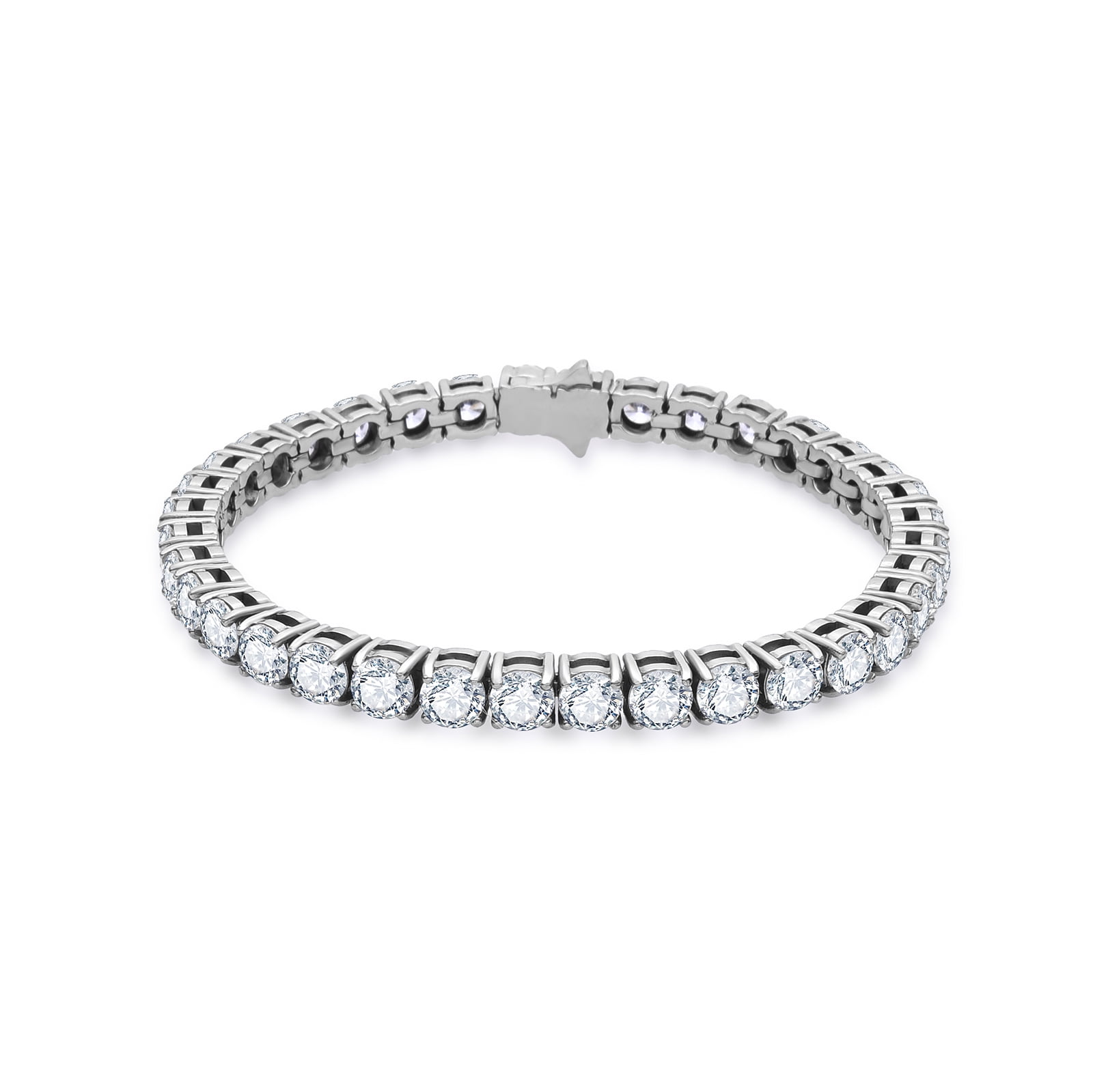 Stainless Steel Heart Tennis Bracelet for Women,Round Cubic Zirconia Classic Tennis Bracelet for Men Silver Solid Chunky Chain Cuff Wristband with Size 7-8 Inch 5mm CZ