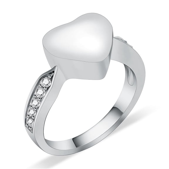 Stainless Steel Heart Urn Pendant Cremation Jewelry for Ashes Keepsake Urn Ring for Women