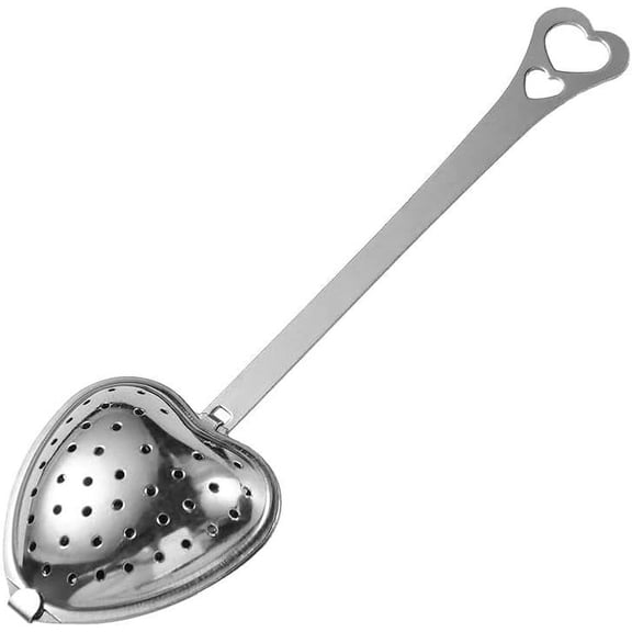 Stainless Steel Heart-shaped Tea Strainer Spoon, Long Grip Handle Filter Infuser Spoon