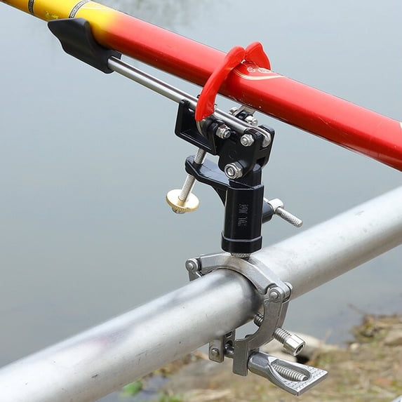 Stainless Steel Heavy-Duty Clamp-On Rod Holder for Boat Rail – 360° Adjustable Fishing Pole Clip for Round Rails, Ideal for Kayak, Pontoon, Trolling & Saltwater Fishing