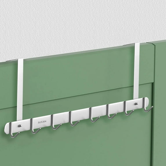 Stainless Steel Heavy Duty Door Hook Organizer | 304 Steel Over Door Hanger for Coats Towels Clothes | 50kg Capacity for Bedroom Bathroom Entryway | 1-Pack