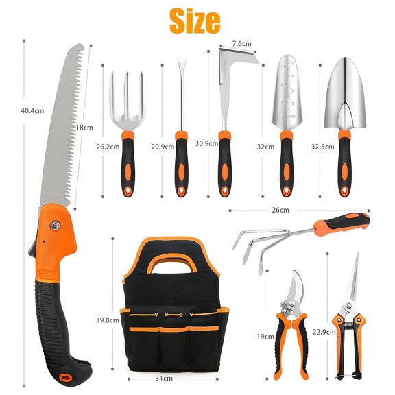 Stainless Steel Heavy Duty Gardening Tool Set, 10-Piece Yard Tool Kit with Non-Slip Ergonomic Handles and Durable Storage Tote Bag, Ideal for Home Garden Maintenance and Outdoor Projects