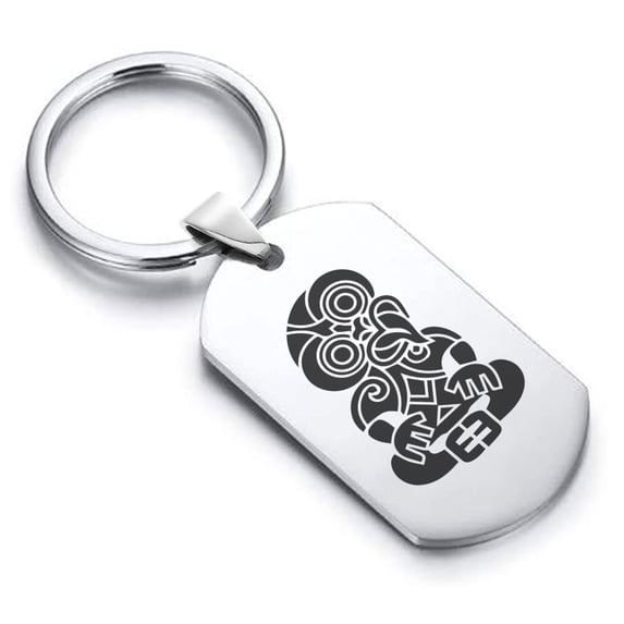 Stainless Steel Hei Tiki Maori Symbol Dog Tag Keychain Circle Ring