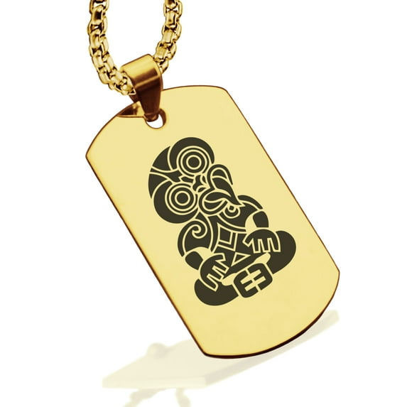 Stainless Steel Hei Tiki Maori Symbol Dog Tag Pendant Necklace