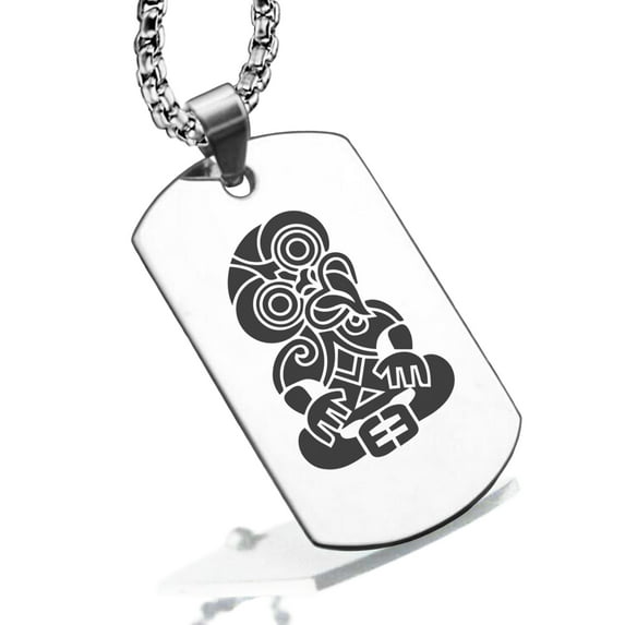 Stainless Steel Hei Tiki Maori Symbol Dog Tag Pendant Necklace