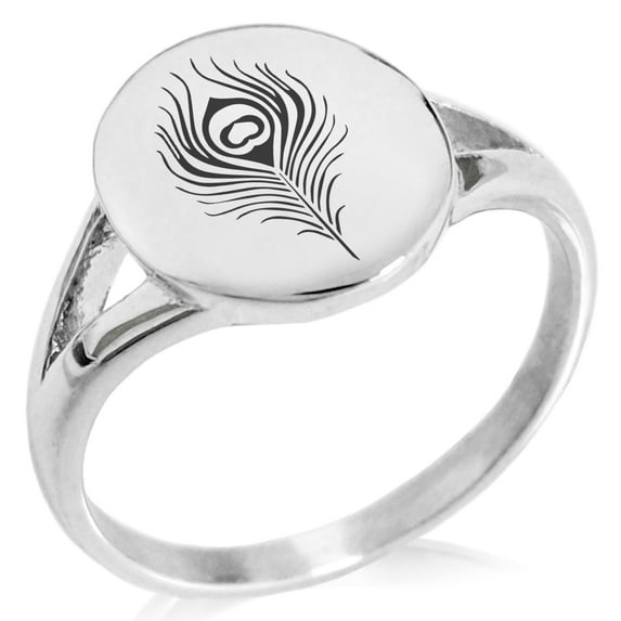 Stainless Steel Hera Greek Goddess of Marriage Minimalist Oval Top Polished Statement Signet Ring
