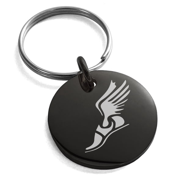 Stainless Steel Engraved Small Medallion Circle Charm Keychain Keyring