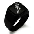 thumbnail image 1 of Tioneer Stainless Steel Engraved Square Flat Top Biker Style Polished Signet Ring, 1 of 1