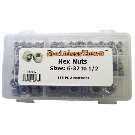 Stainless Steel Hex Nut Assortment Kit by Stainlesstown