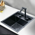 thumbnail image 1 of Stainless Steel Hidden Kitchen Square Sink Single Bowl With Folding Faucet Black, 1 of 12