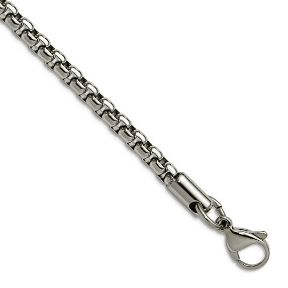 Stainless Steel High Polished 3.9mm Rounded Box Chain Necklace 22 Inch Chain Necklace for Women and Men
