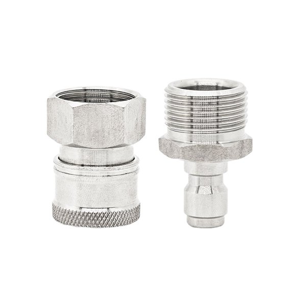 Stainless Steel High Pressure Washer Quick Connector Set 22X1.5mm Thread Leak-Proof Fast Attach Adapter For Garden Car Cleaning Hose Pump Accessories Silver