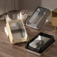 thumbnail image 1 of Stainless Steel High-Sided Cat Litter Box - Semi-Enclosed Top-Entry Cat Toilet, Non-Stick Odor-Proof & Anti-Splash Design, Easy-to-Clean Litter Box for Small Cats & Kittens, 16*12*6in, Khaki, 1 of 7
